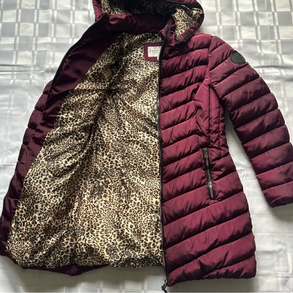 Perry Ellis Portfolio Purple Puffer Jacket with Leopard Print Lining - Picture 9 of 14